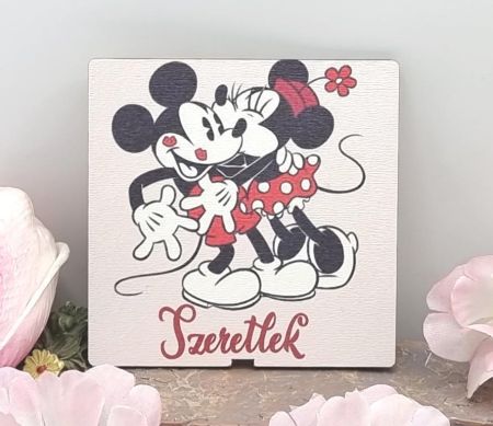 6cmx6cm-es sznes fa dekor tbla: Minnie s Mickey Szeretlek