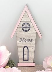  10cmx5cm-es sznes fa tbla, hzik formj HOME felirattal: rzsaszn