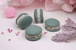  4 darabos csomag kermia Macaron dekorcikhoz, 3,5cmx2cm: pasztell olajfazld